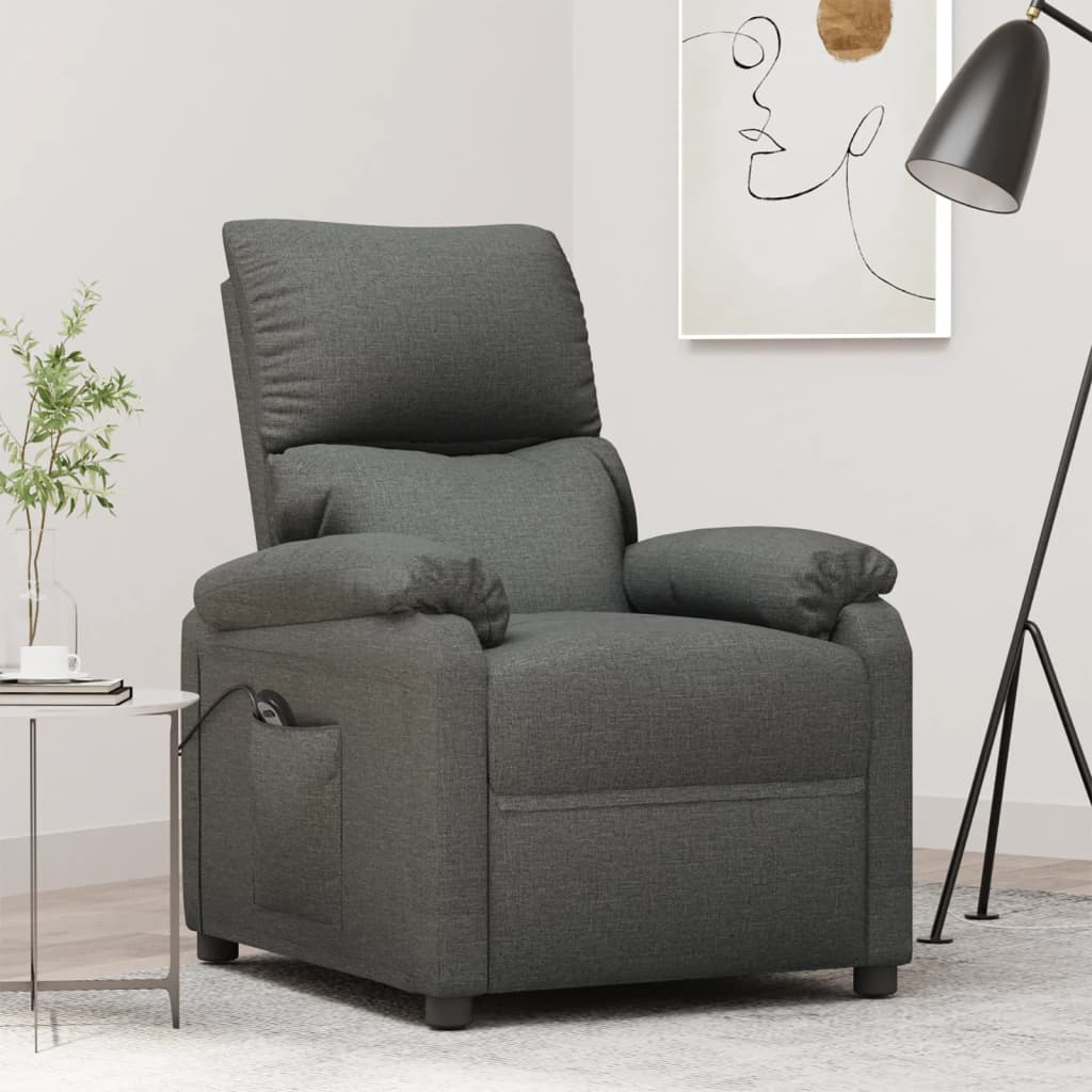 Vetonek Sillón reclinable eléctrico de tela gris oscuro