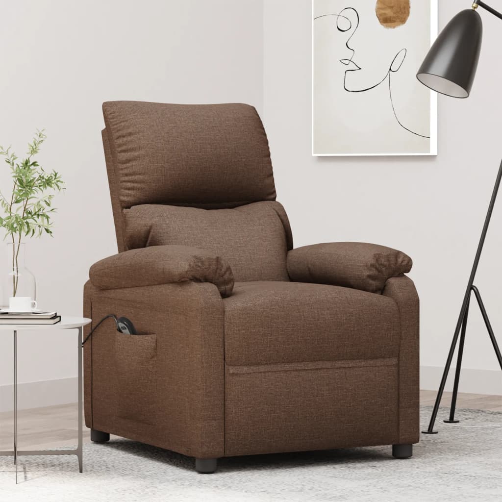 Vetonek Sillón reclinable eléctrico de tela marrón