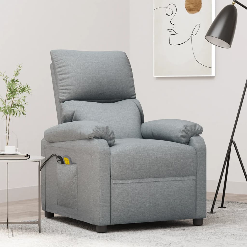 Vetonek Sillón de masaje eléctrico tela gris claro