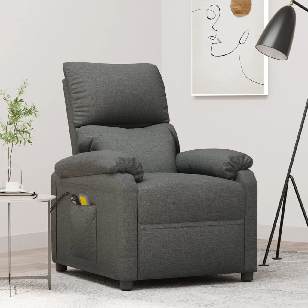 Vetonek Sillón de masaje eléctrico tela gris oscuro