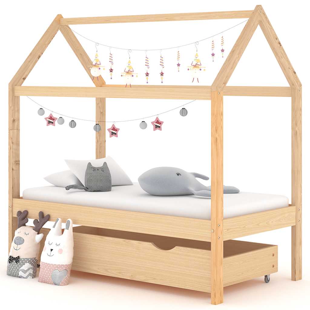 Vetonek Estructura de cama infantil con cajón madera de pino 70x140 cm