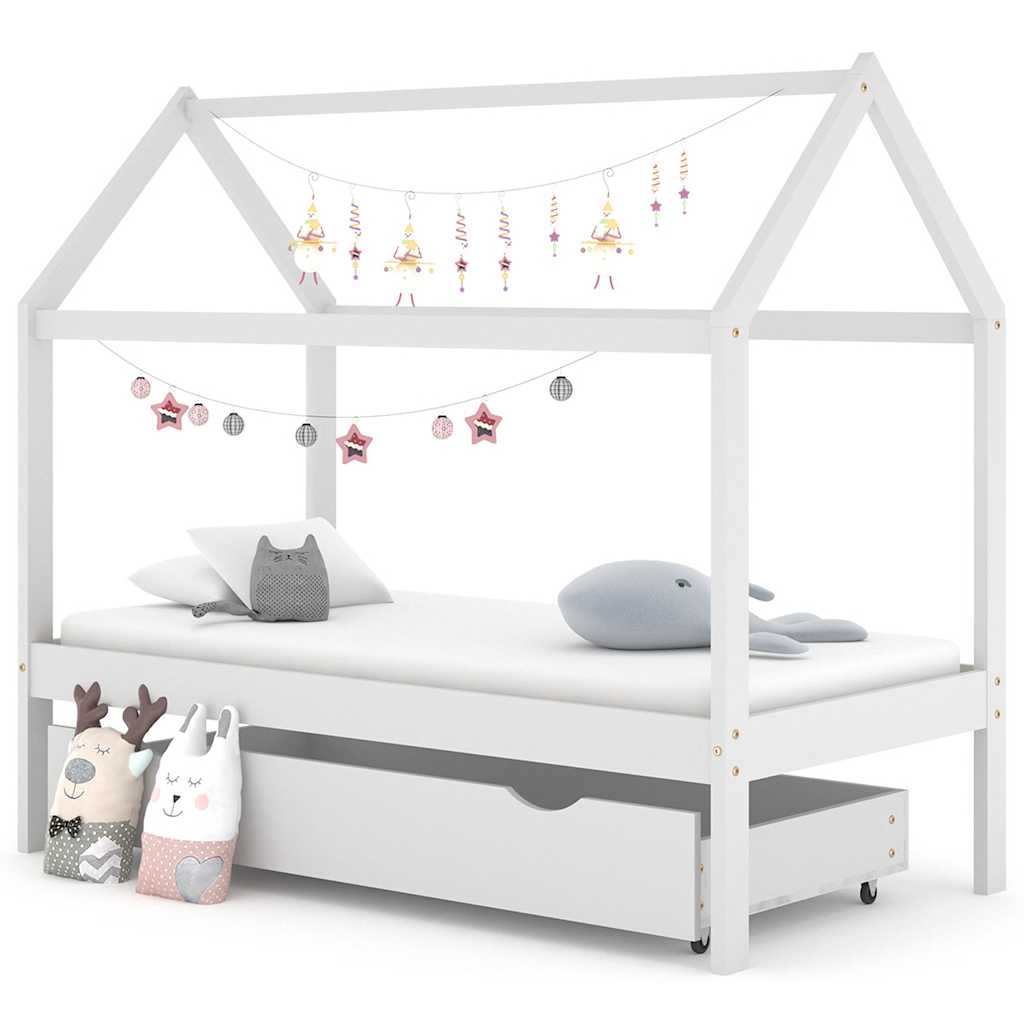 Estructura de cama infantil cajón madera pino blanco 80x160 cm vidaXL