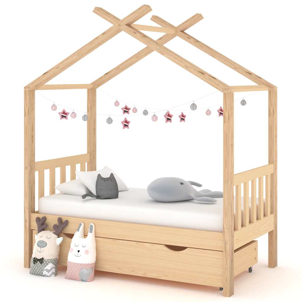 Vetonek Estructura de cama infantil con cajón madera de pino 70x140 cm