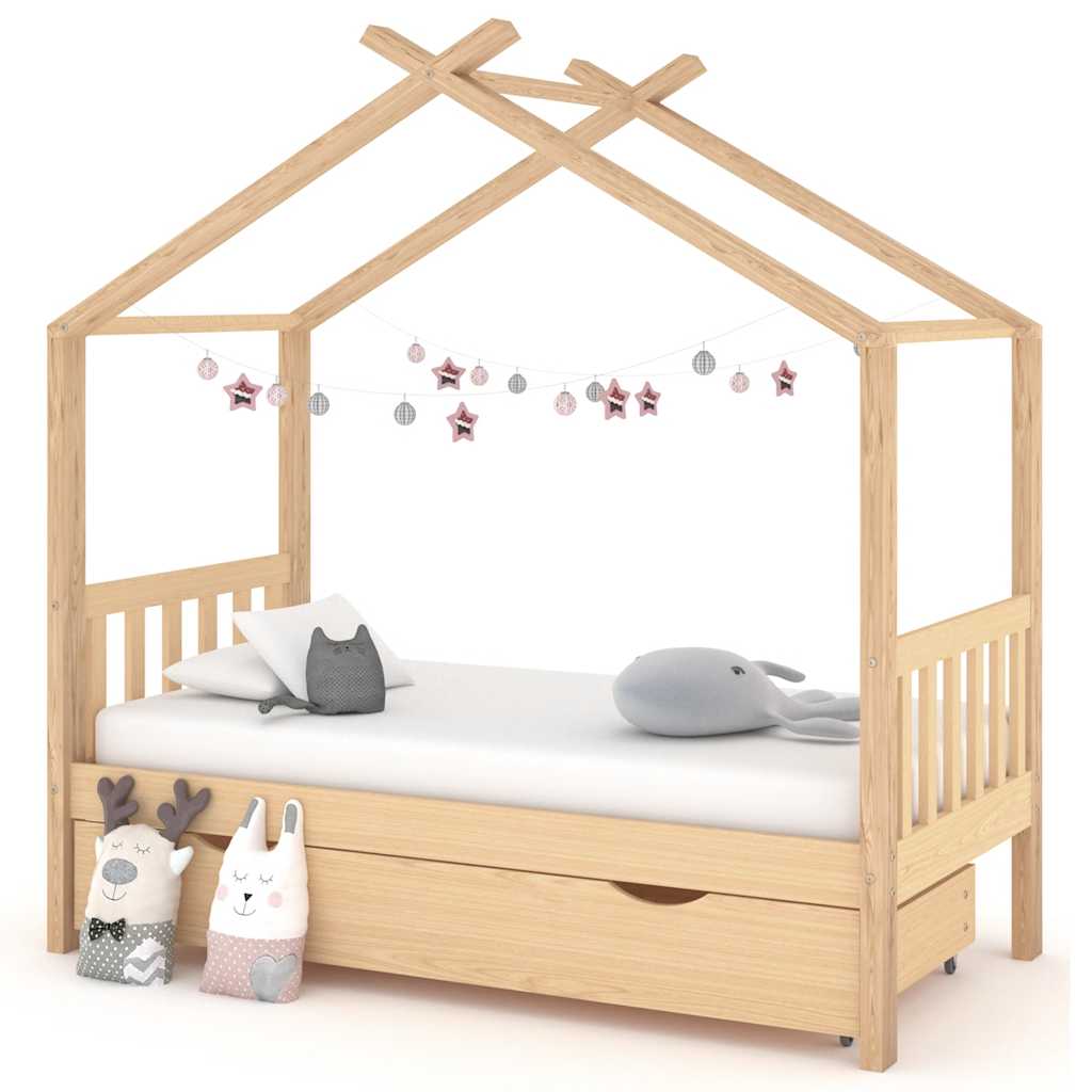 Vetonek Estructura cama infantil con cajón madera pino maciza 80x160 cm