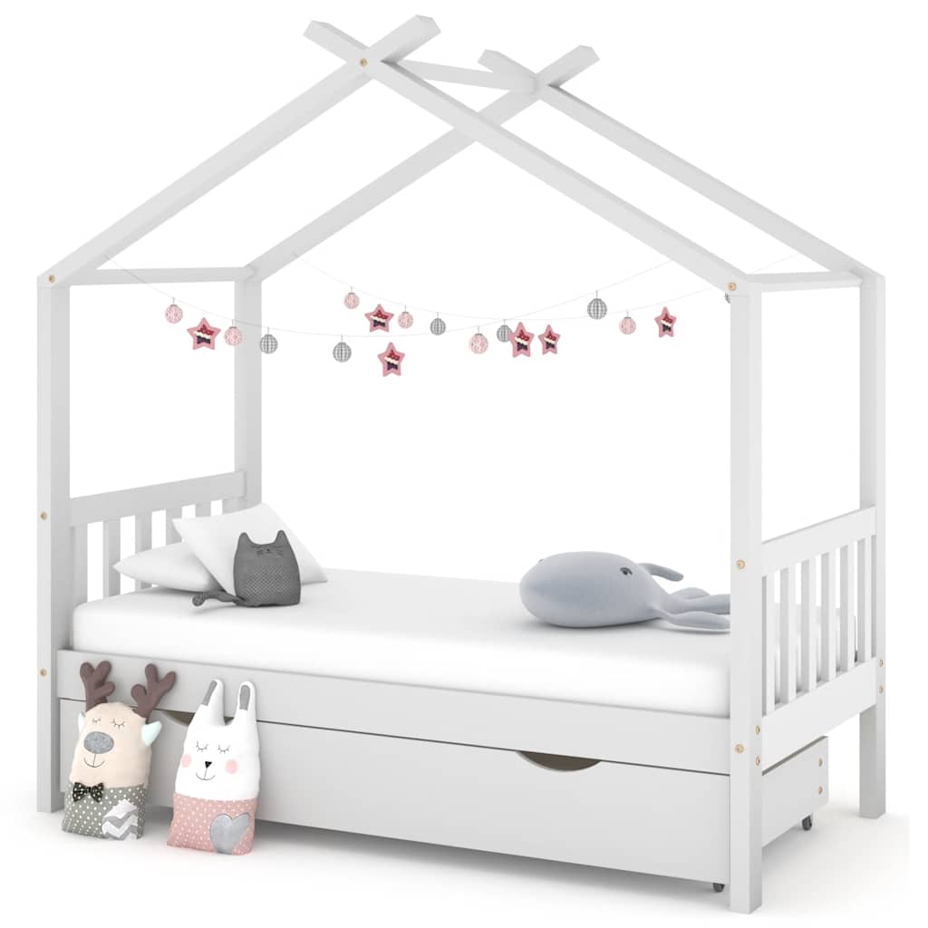 Vetonek Estructura cama niños con cajón madera pino blanco 80x160 cm