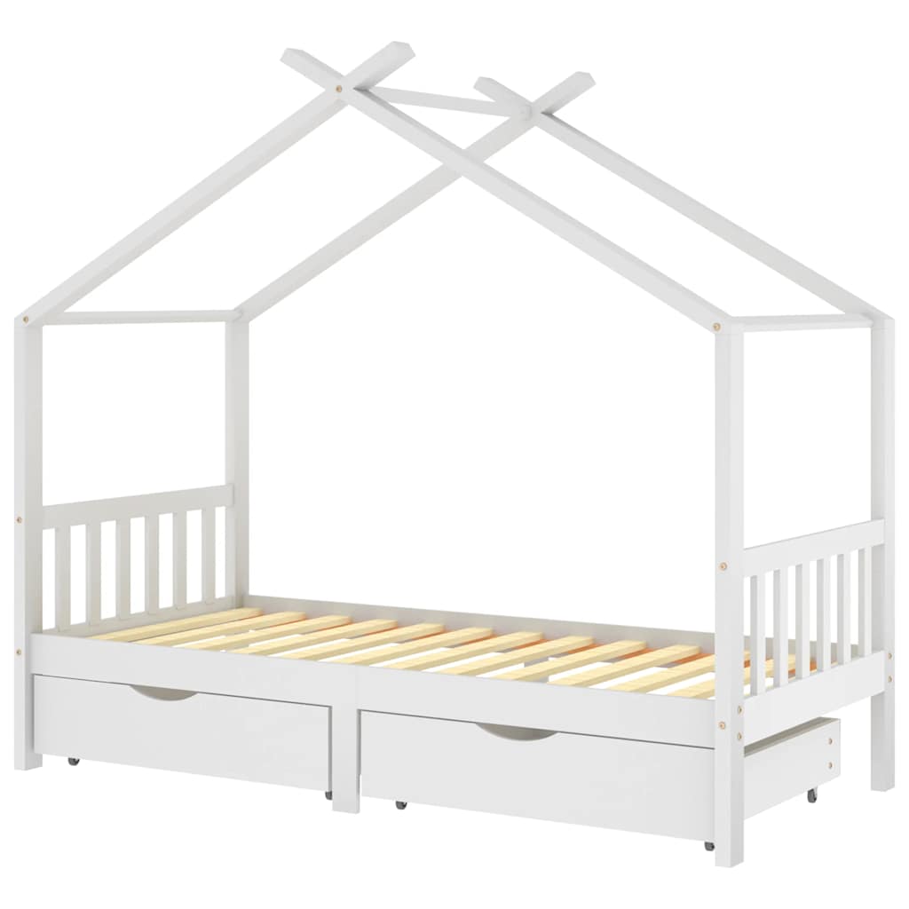 Estructura cama niños y cajones madera maciza blanca 90x200 cm - Vetonek