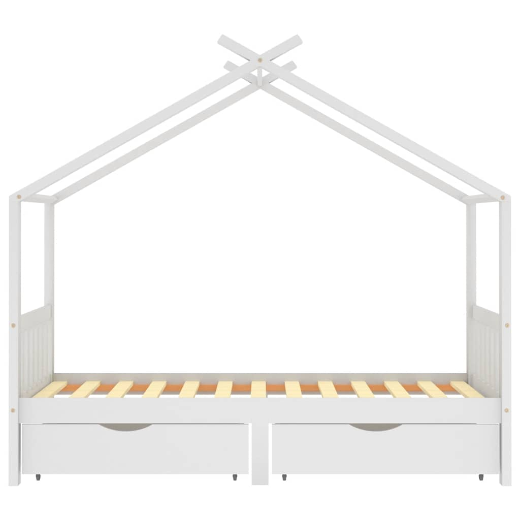 Estructura cama niños y cajones madera maciza blanca 90x200 cm - Vetonek