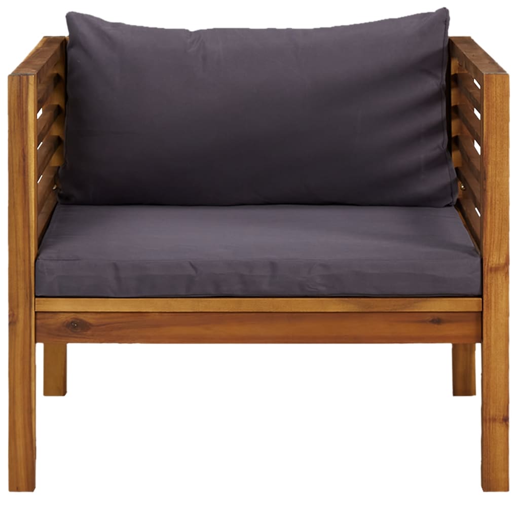 Garden chair with dark gray cushions solid wood acacia