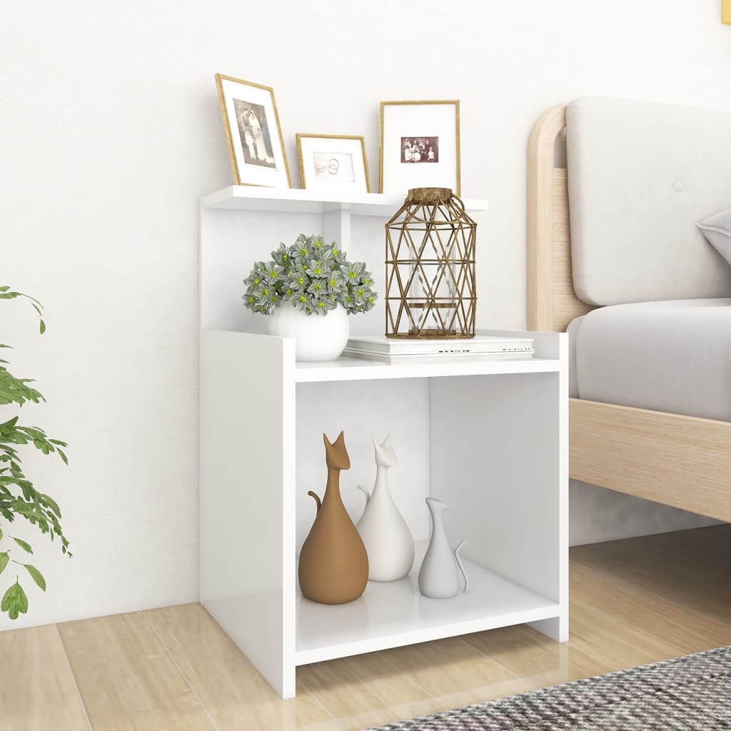 Vetonek Mesitas de noche 2 uds madera contrachapada blanco 40x35x60 cm