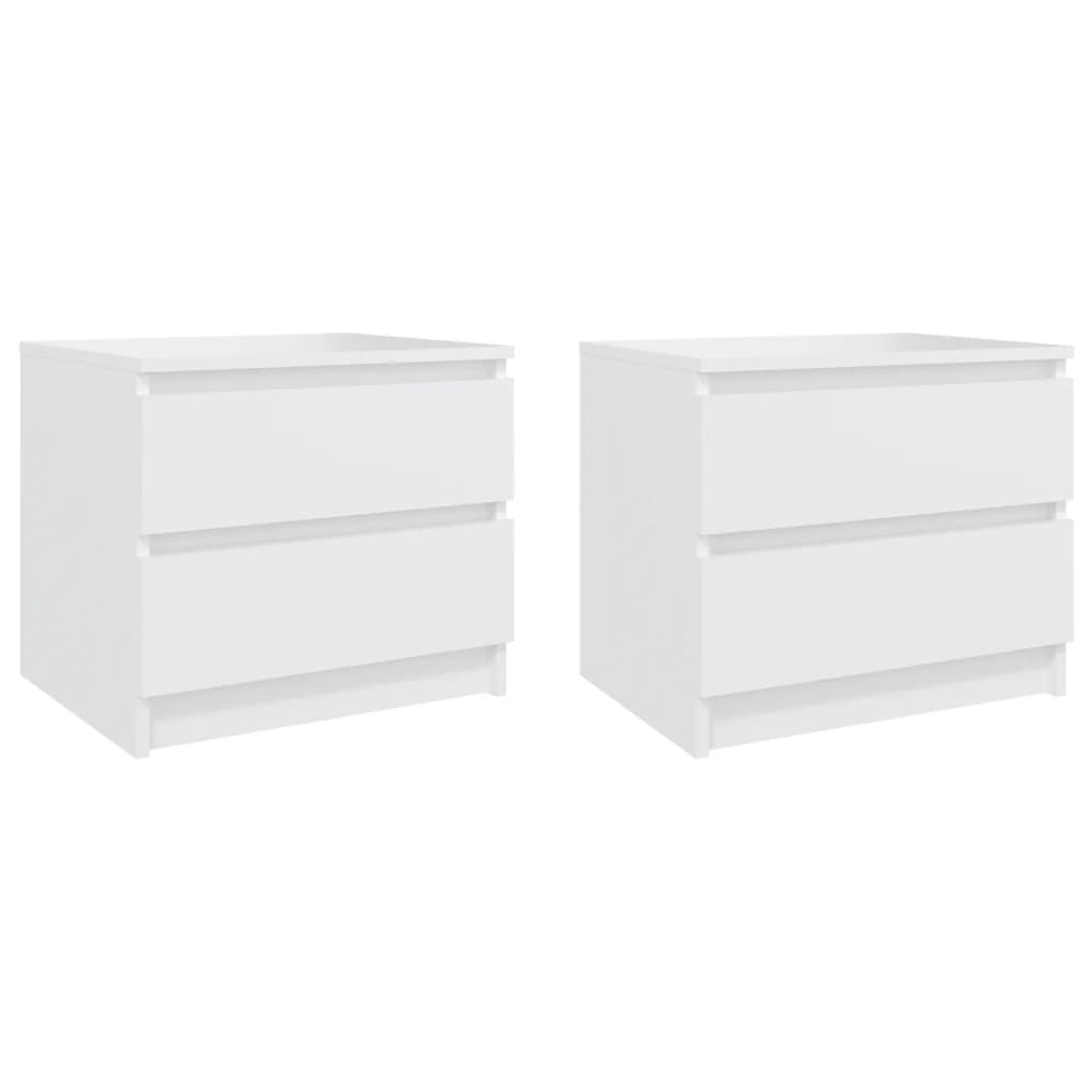 Vetonek Mesitas de noche 2 uds madera contrachapada blanco 50x39x43,5cm