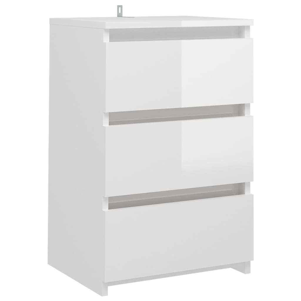 Mesita de noche madera blanco brillo 40x35x62,5cm - Vetonek