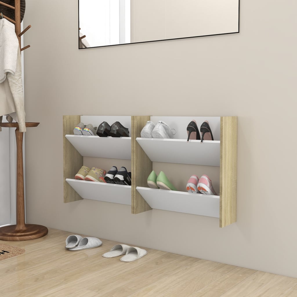 2uss White and Oak Wall Shoemakers 60x18x60cm