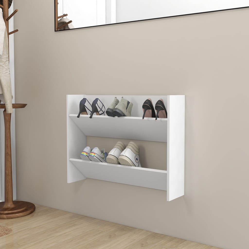 Vetonek Zapatero de pared madera contrachapada blanco 80x18x60 cm