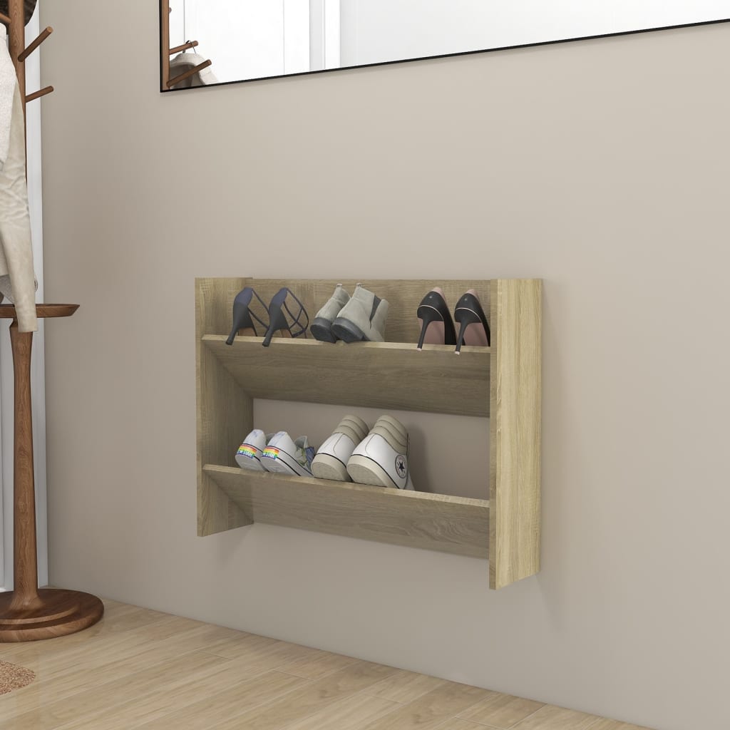 Vetonek Zapatero de pared madera contrachapada roble Sonoma 80x18x60 cm