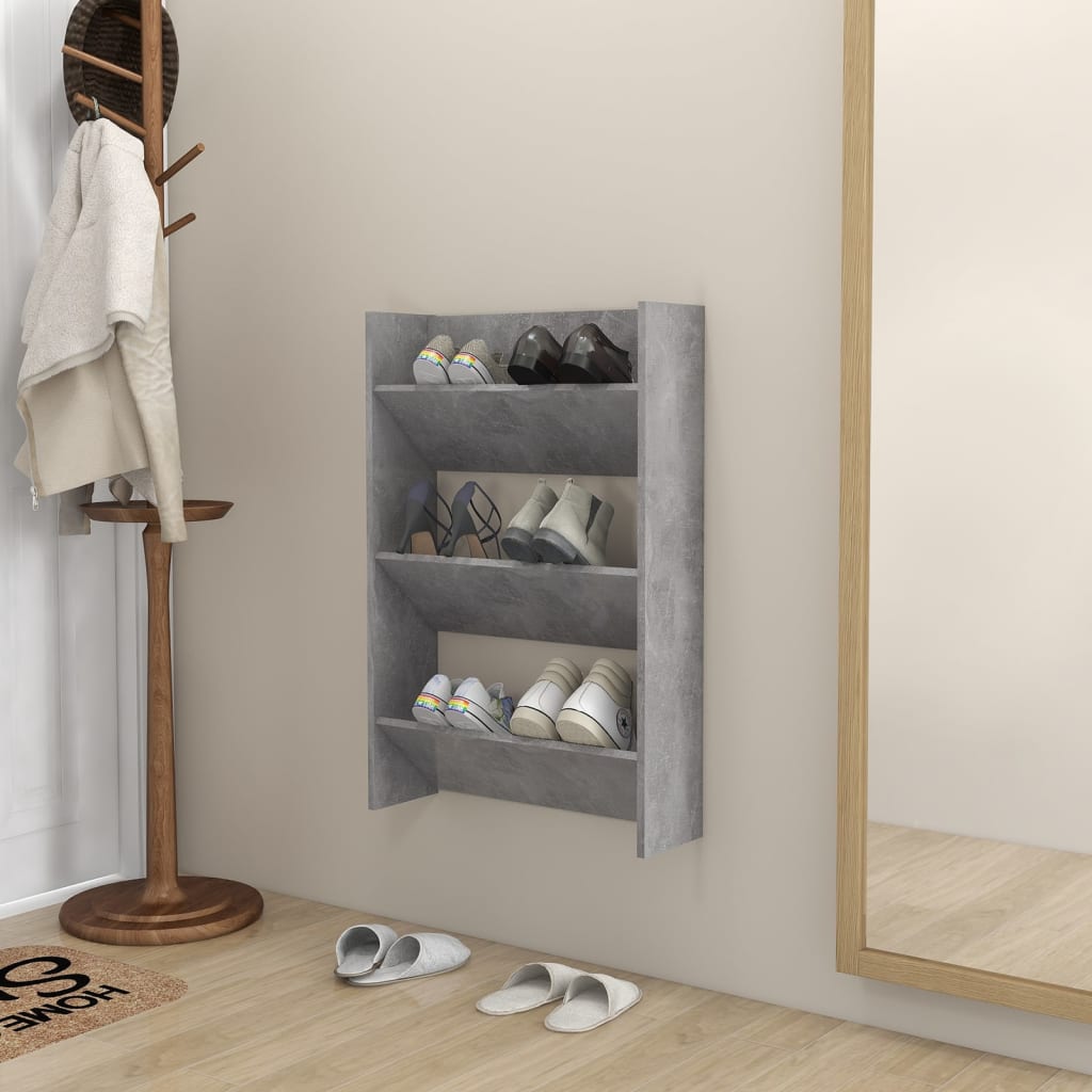 Vetonek Zapatero de pared madera contrachapada gris hormigón 60x18x90cm