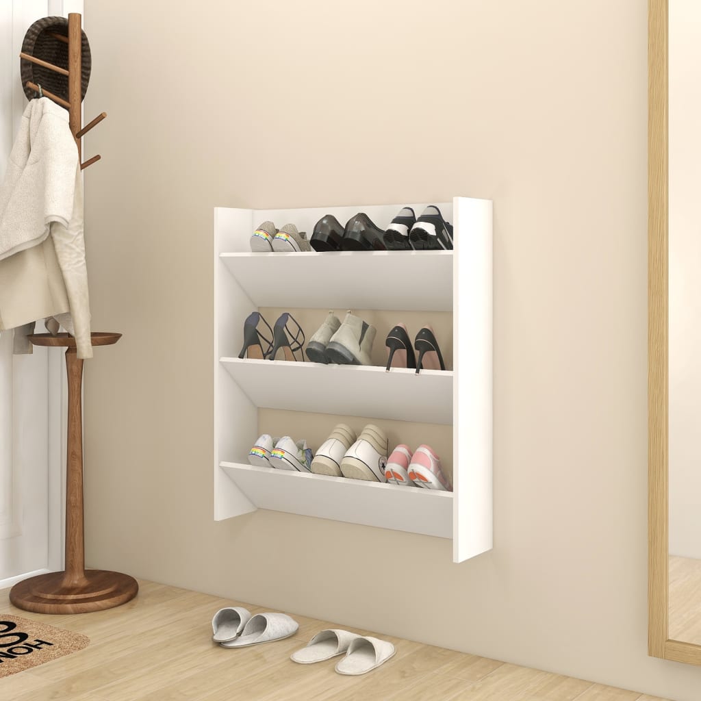 Vetonek Zapatero de pared madera contrachapada blanco 80x18x90 cm