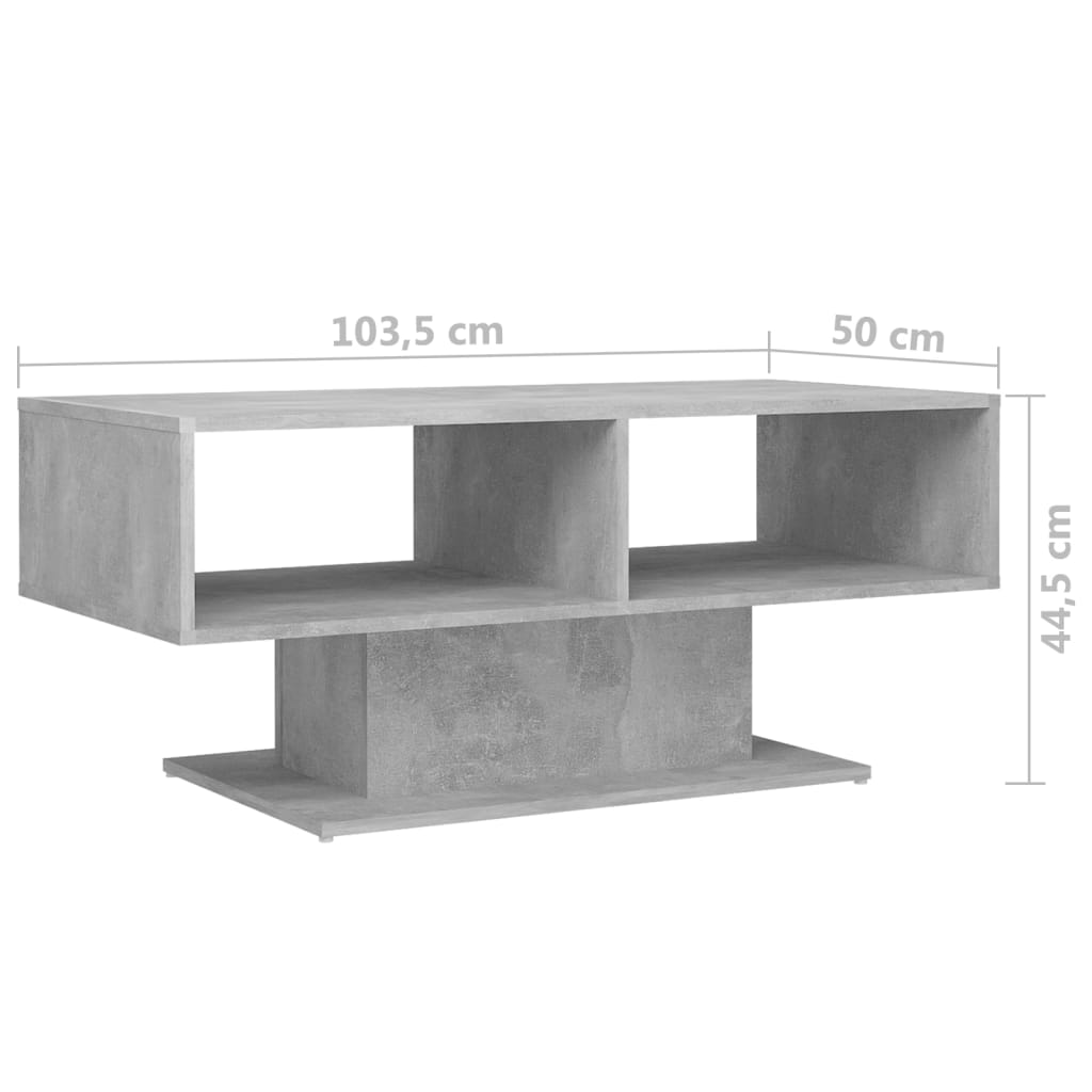 Mesa de centro gris hormigón 103,5x50x44,5 cm vidaXL