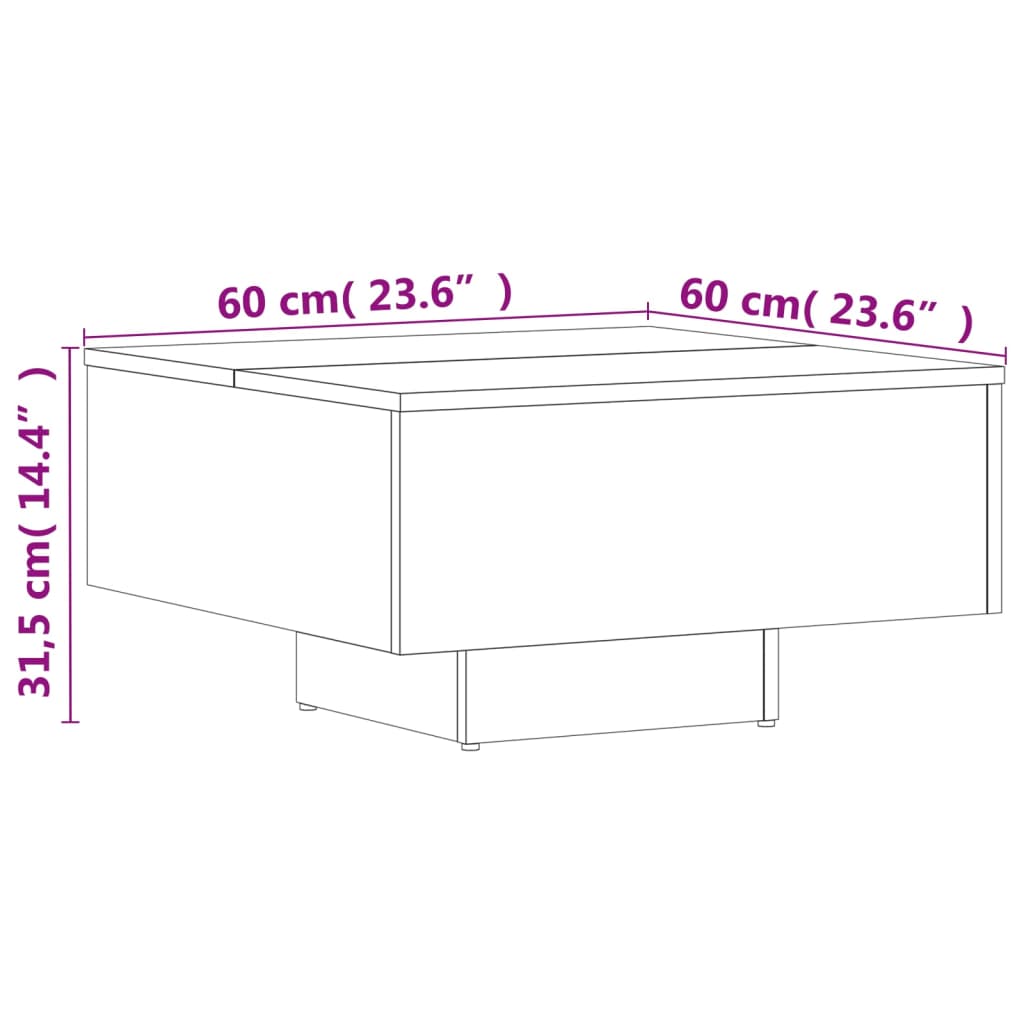 Mesa de centro madera de ingeniería blanco brillo 60x60x31,5 cm vidaXL