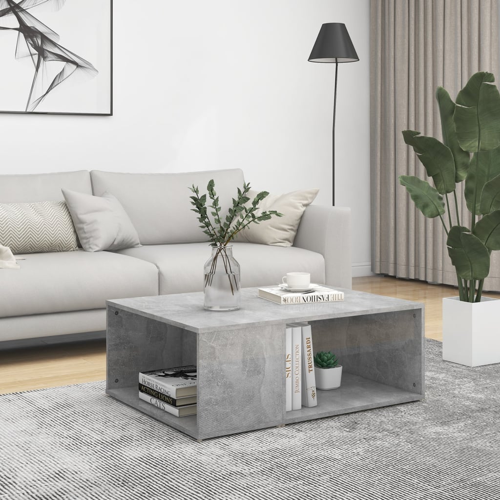 Vetonek Mesa de centro madera contrachapada gris hormigón 90x67x33 cm