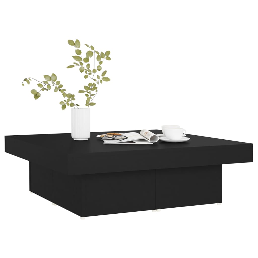 Mesa de centro madera negro 90x90x28 cm