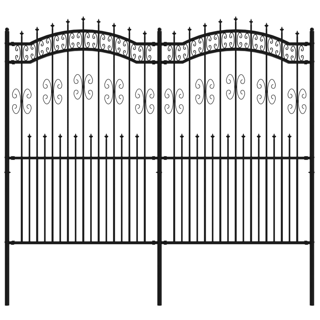 Valla de jardín con punta de lanza acero recubierto negro 222cm