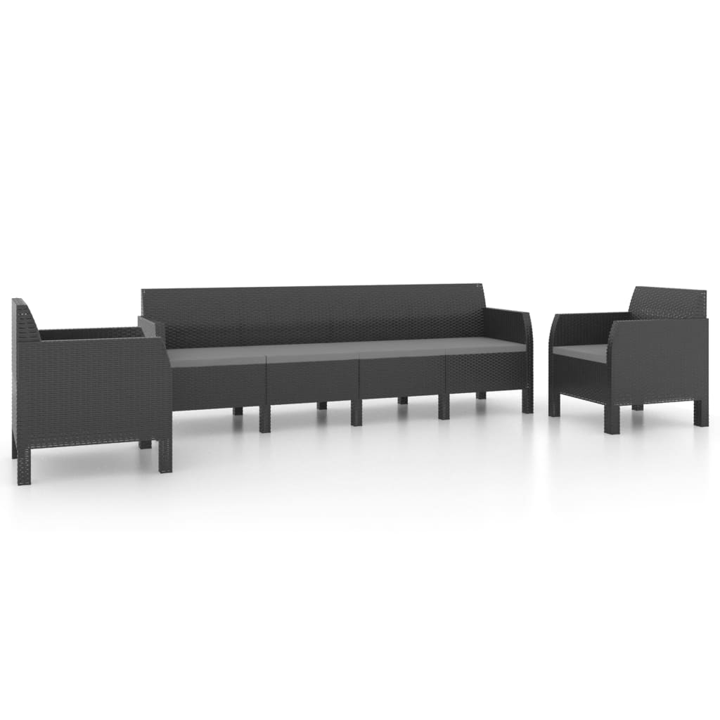 Set de muebles jardín 3 piezas cojines PP ratán gris antracita vidaXL