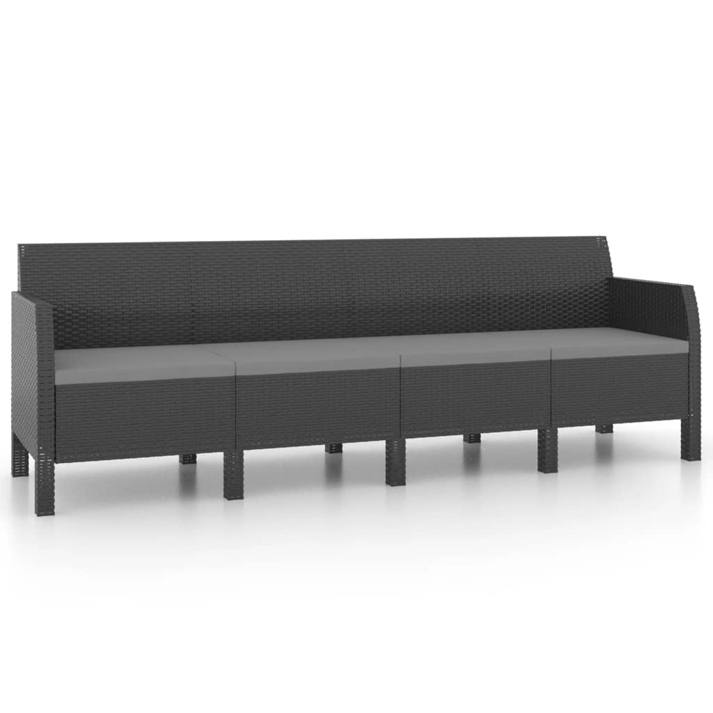 Set de muebles jardín 3 piezas cojines PP ratán gris antracita vidaXL