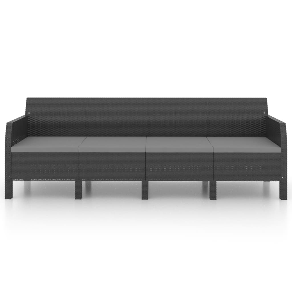 Set de muebles jardín 3 piezas cojines PP ratán gris antracita vidaXL