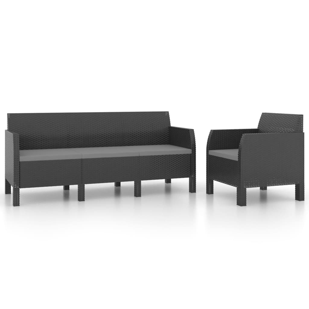 Set de muebles de jardín 2 pzas cojines PP ratán gris antracita vidaXL