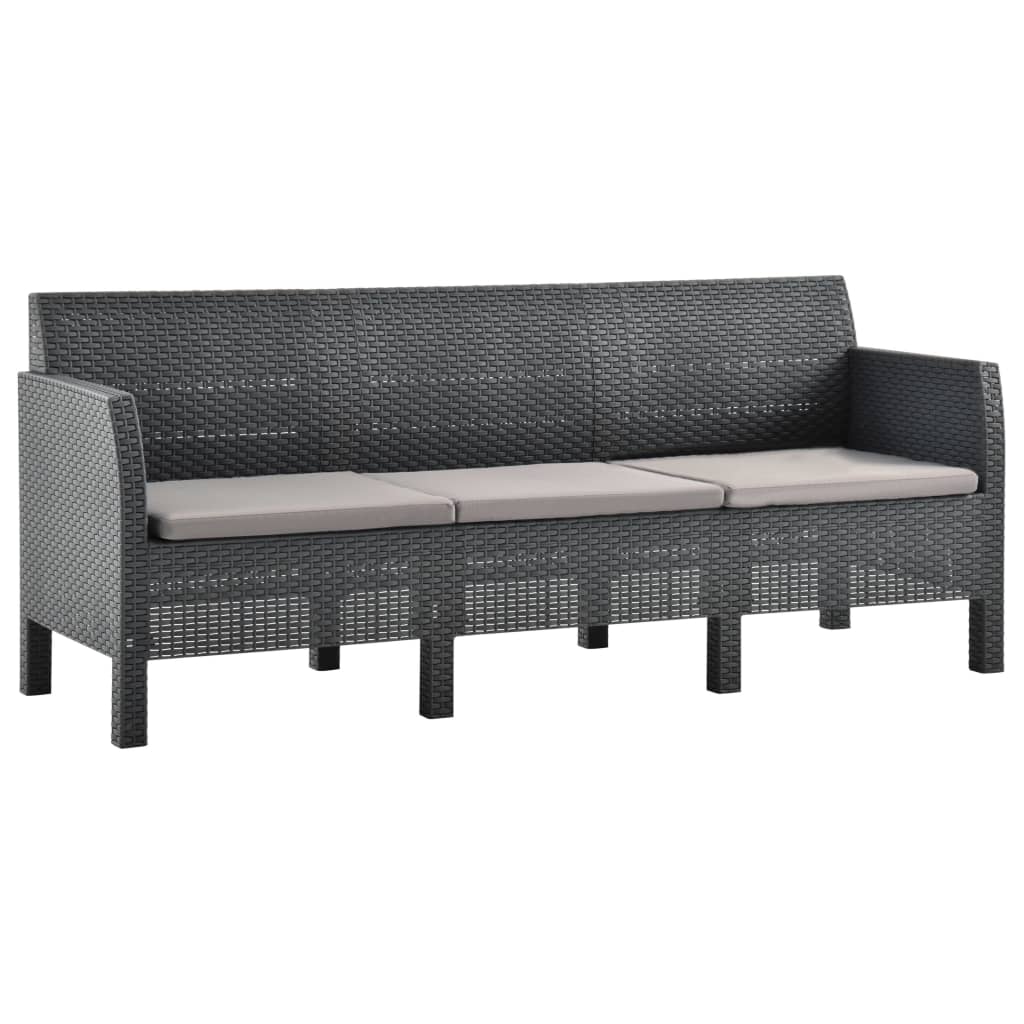 Set de muebles de jardín 2 pzas cojines PP ratán gris antracita vidaXL