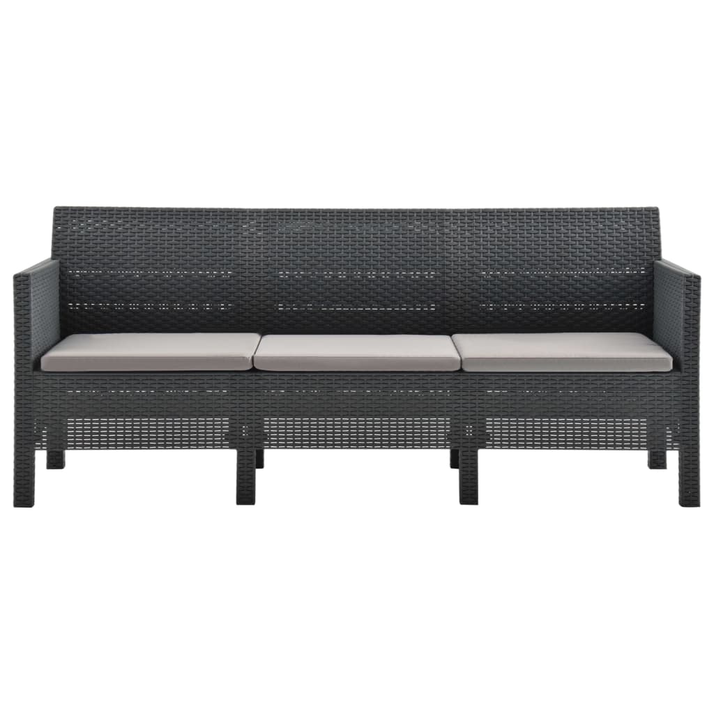 Set de muebles de jardín 2 pzas cojines PP ratán gris antracita vidaXL