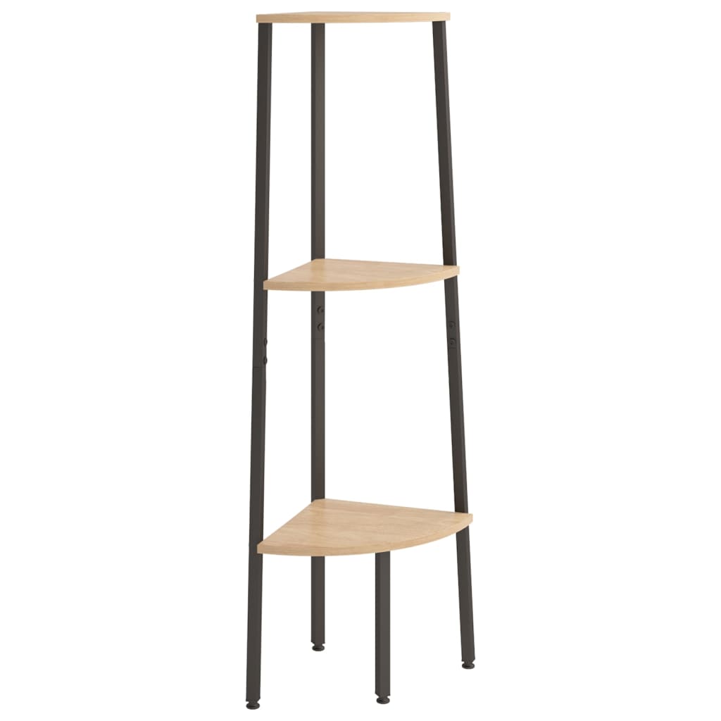 Vetonek Estantería esquina 3 niveles marrón claro negro 45,5x31,5x120cm