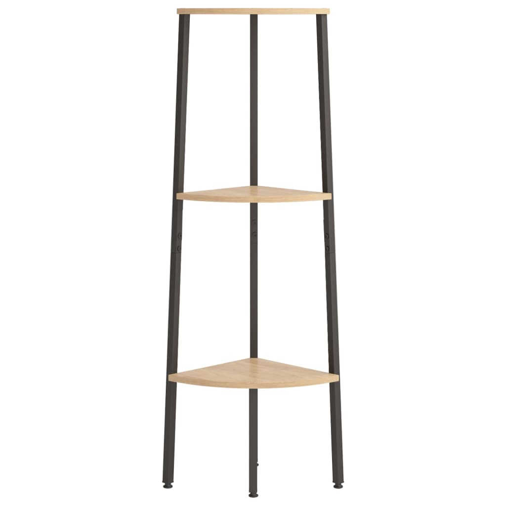 Estantería esquina 3 niveles marrón claro negro 45,5x31,5x120cm v3427 - Vetonek