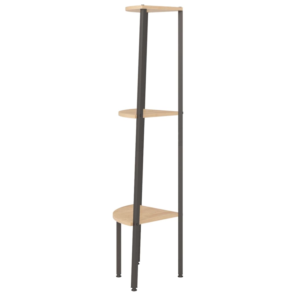 Estantería esquina 3 niveles marrón claro negro 45,5x31,5x120cm v3427 - Vetonek