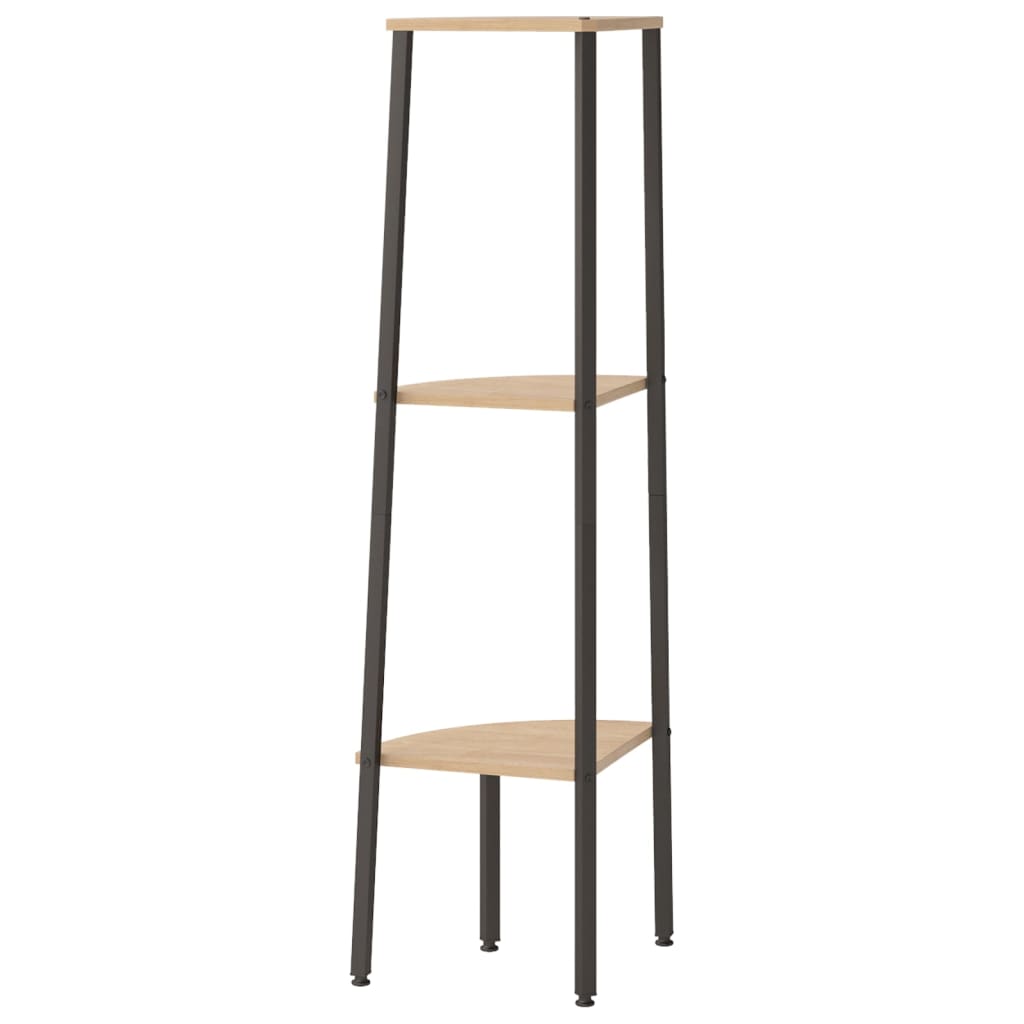 Estantería esquina 3 niveles marrón claro negro 45,5x31,5x120cm v3427 - Vetonek
