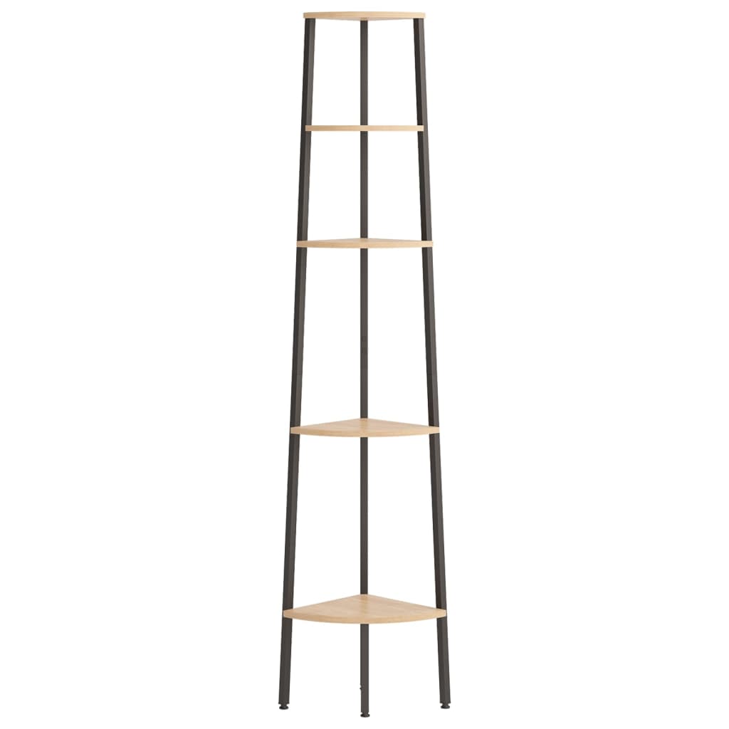 Estantería esquina 5 baldas marrón claro negro 45,5x31,5x180 cm v3489 - Vetonek