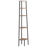 Vetonek Estantería esquina 5 baldas marrón oscuro negro 45,5x31,5x180cm