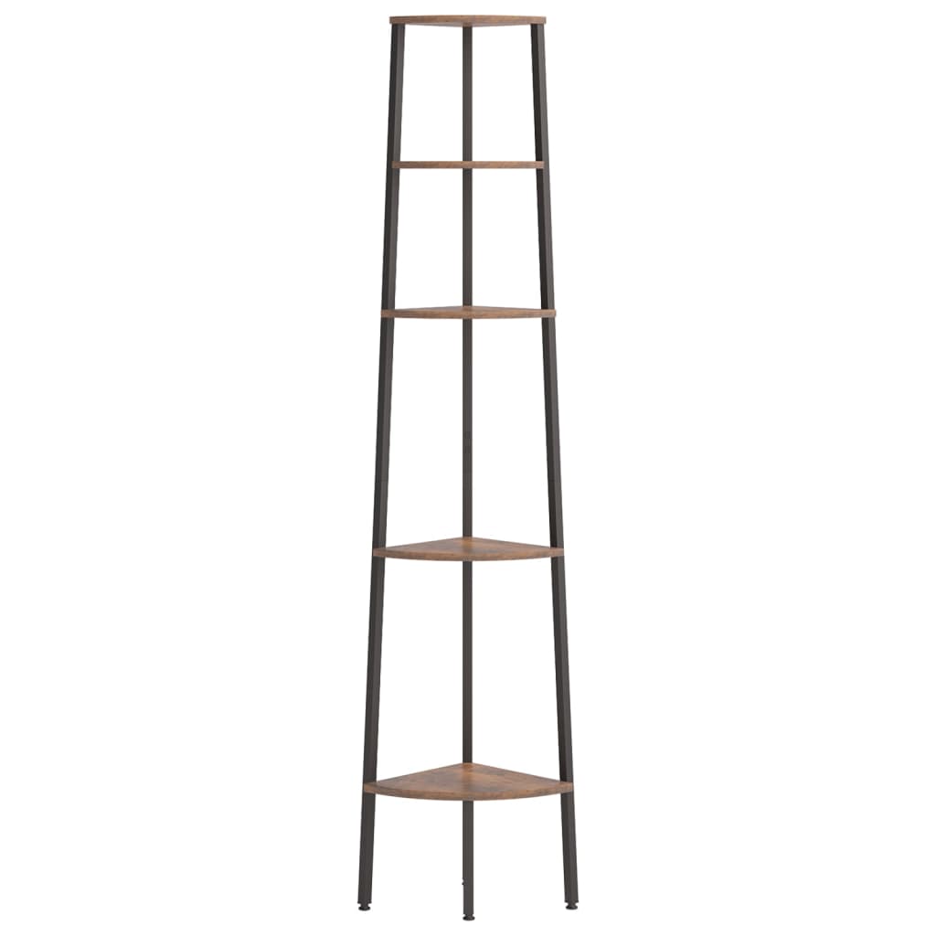 Estantería esquina 5 baldas marrón oscuro negro 45,5x31,5x180cm v3496 - Vetonek