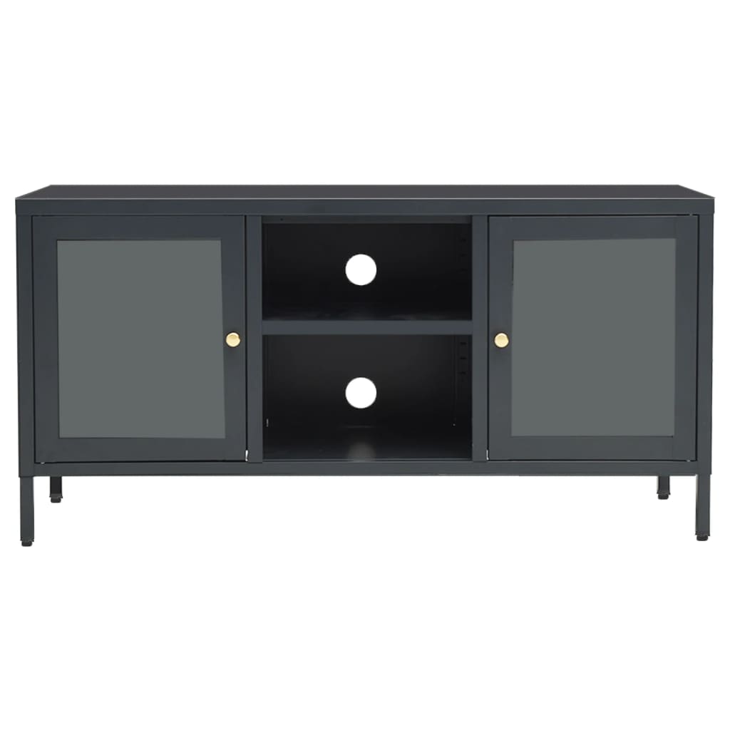 Mueble para el televisor acero y vidrio gris antracita 105x35x52 cm