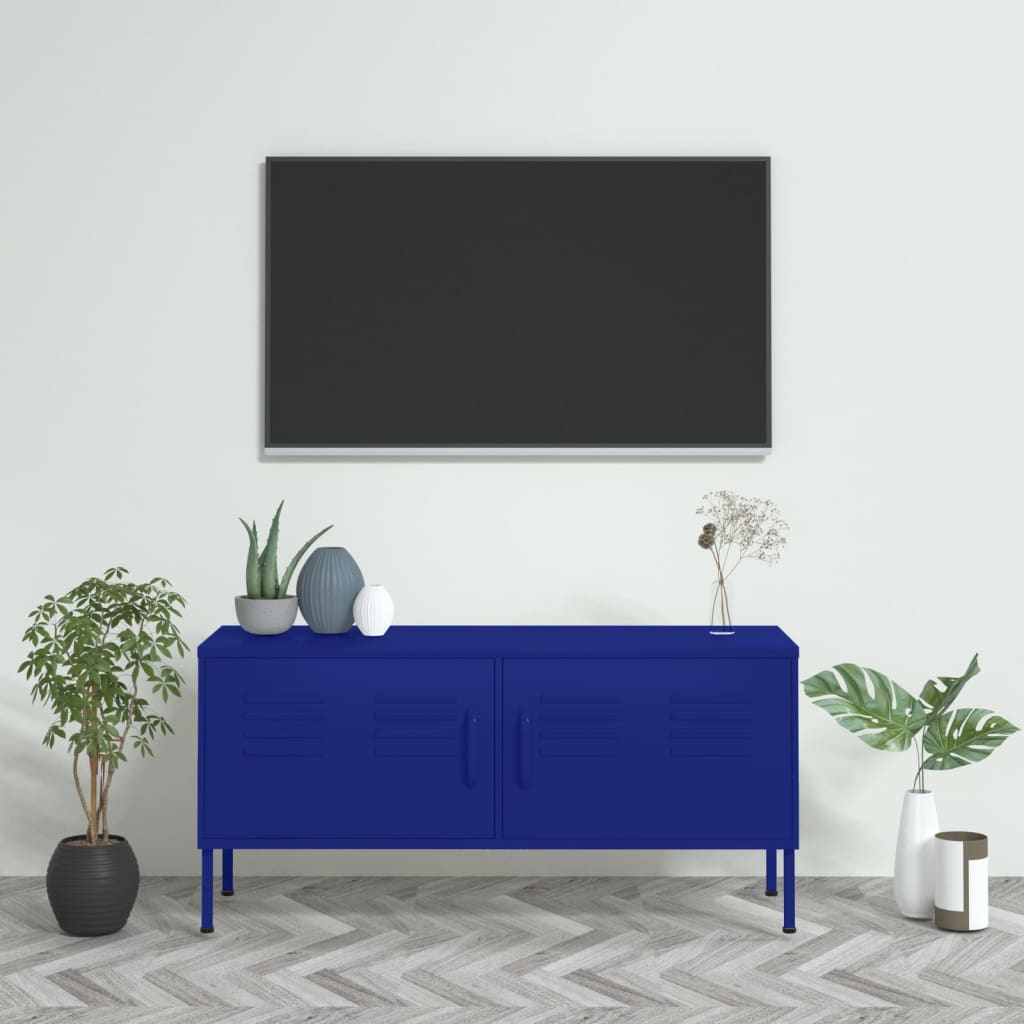 Vetonek Mueble para TV de acero azul marino 105x35x50 cm