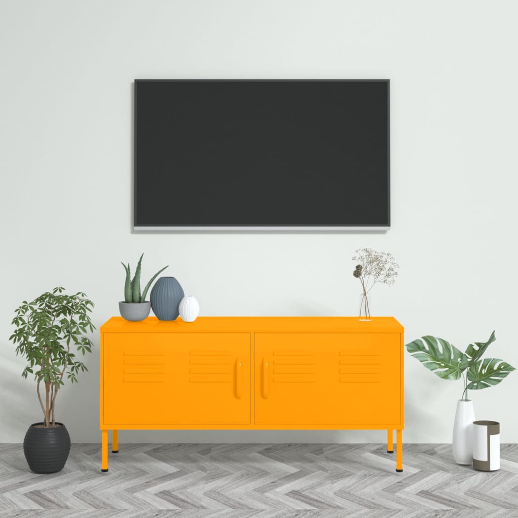 Vetonek Mueble para TV de acero amarillo mostaza 105x35x50 cm