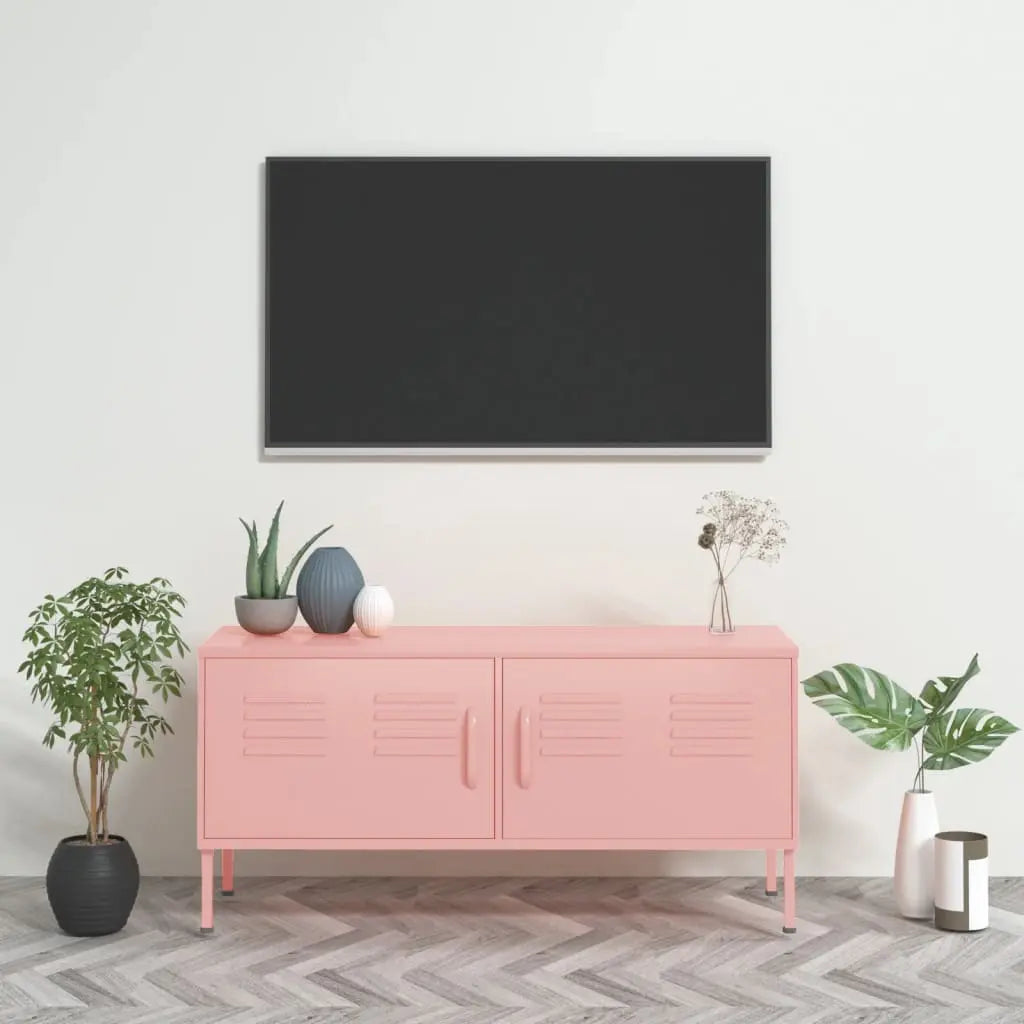 Vetonek Mueble para TV de acero rosa 105x35x50 cm