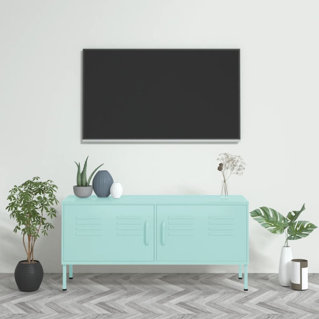 Vetonek Mueble para TV de acero verde menta 105x35x50 cm