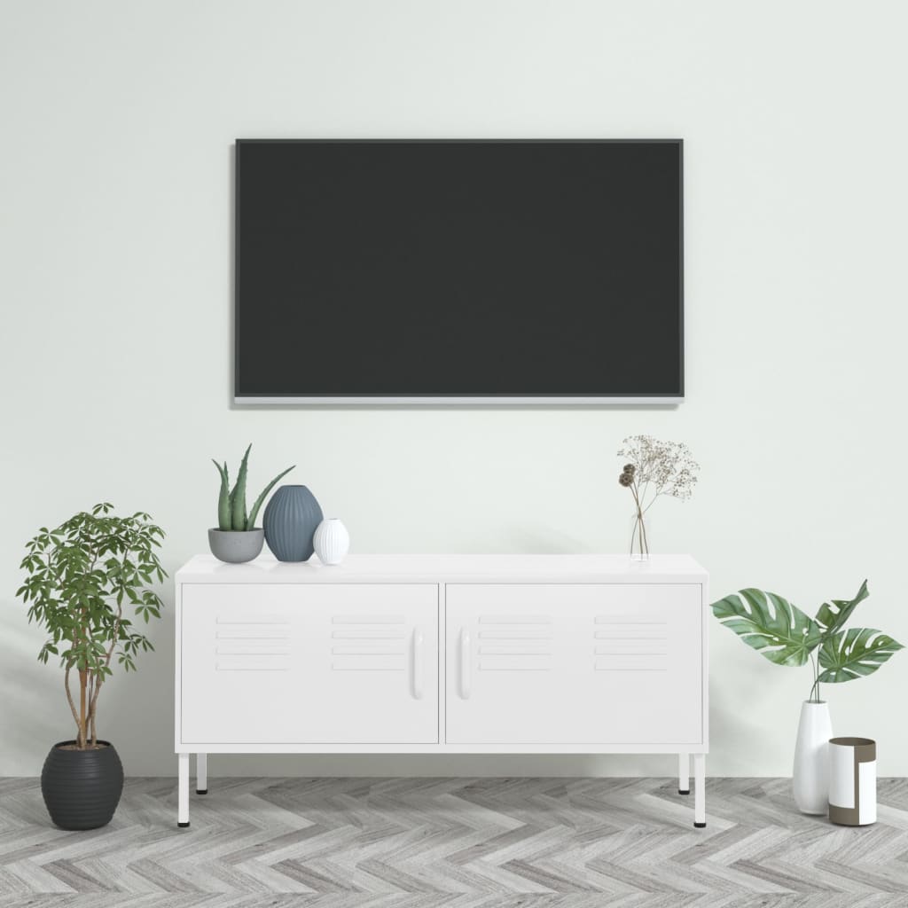 Vetonek Mueble para TV de acero blanco 105x35x50 cm