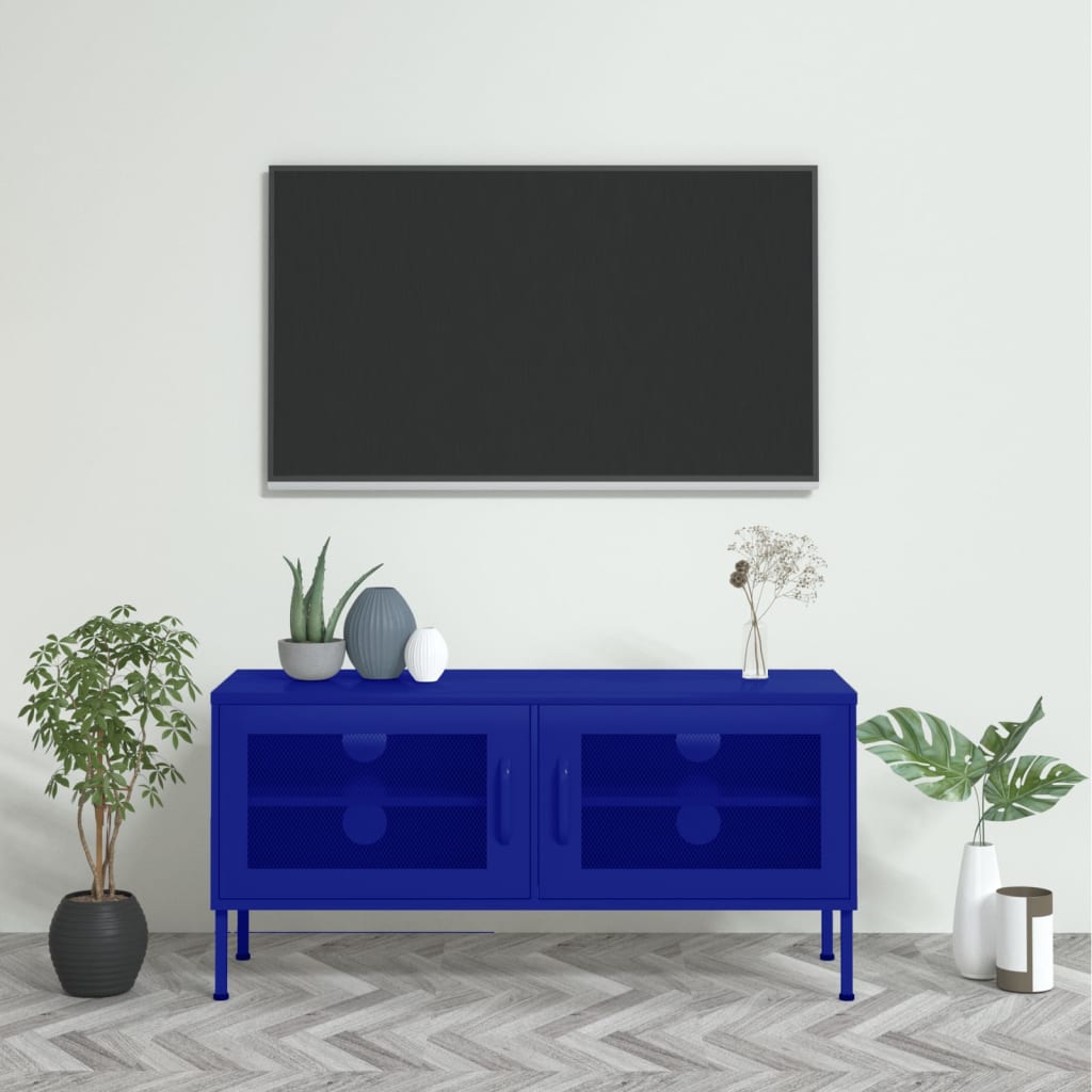 Vetonek Mueble para TV de acero azul marino 105x35x50 cm