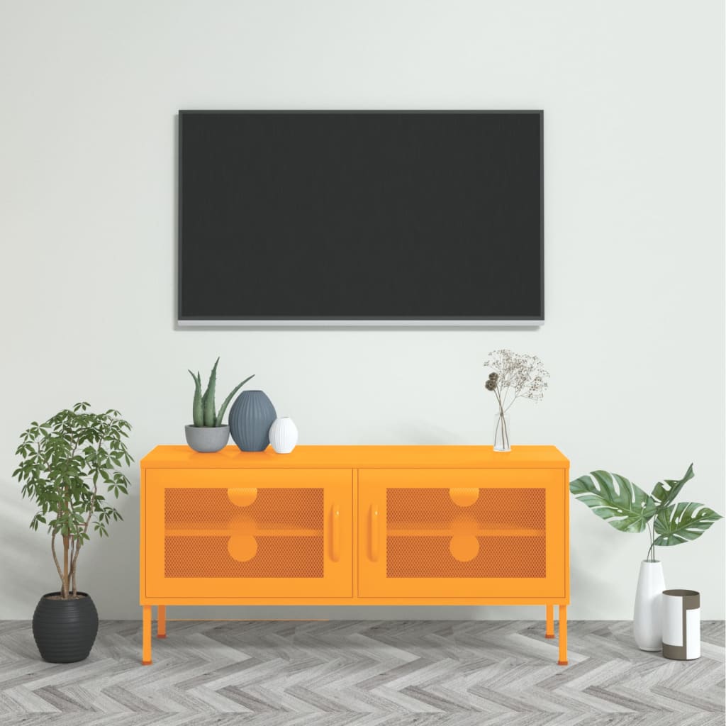 Vetonek Mueble para TV de acero amarillo mostaza 105x35x50 cm