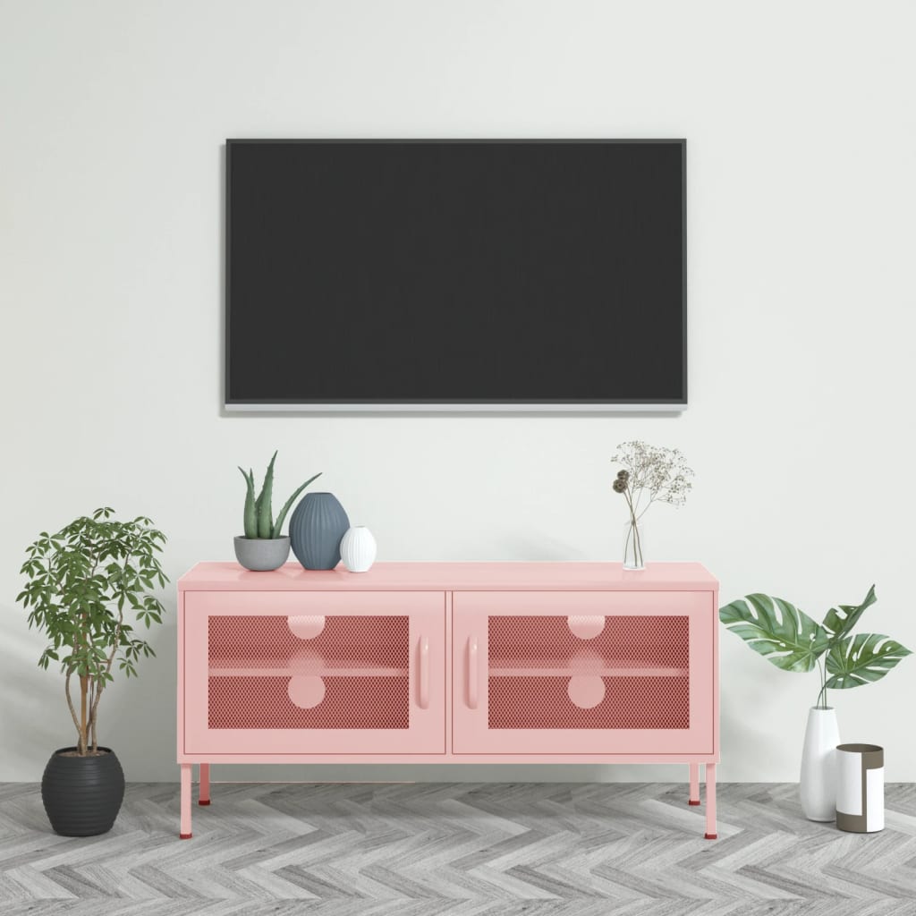 Vetonek Mueble para TV de acero rosa 105x35x50 cm