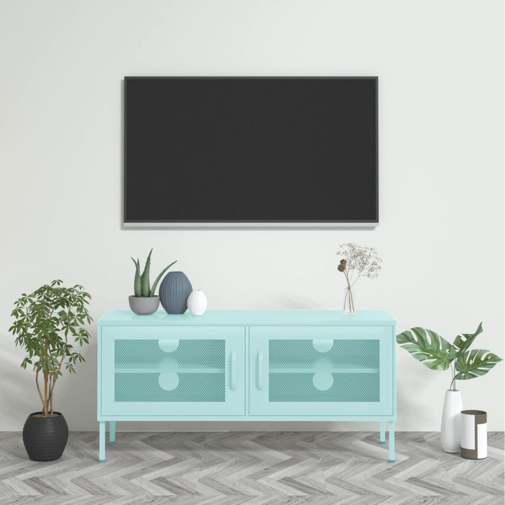 Vetonek Mueble para TV de acero verde menta 105x35x50 cm