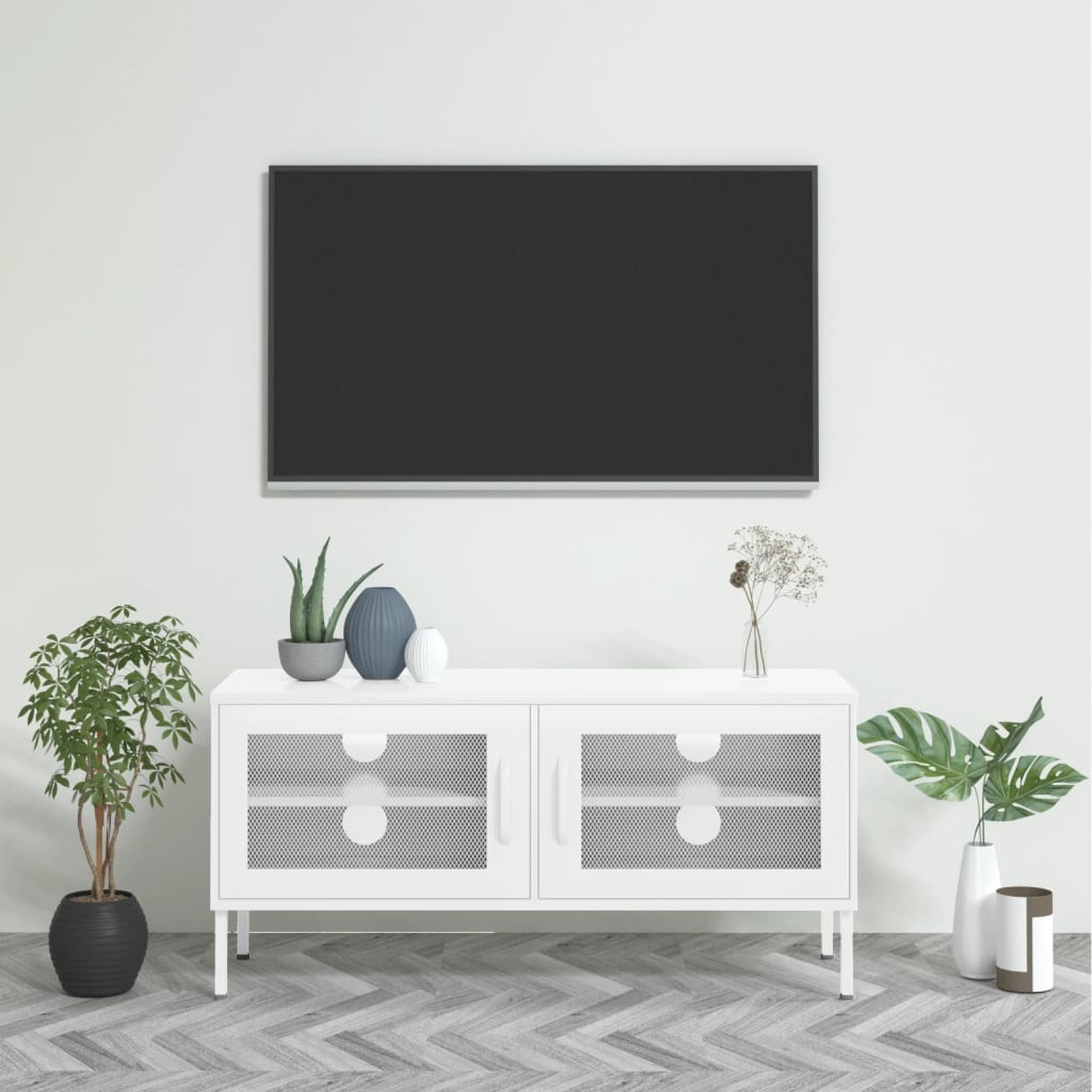 Vetonek Mueble para TV de acero blanco 105x35x50 cm