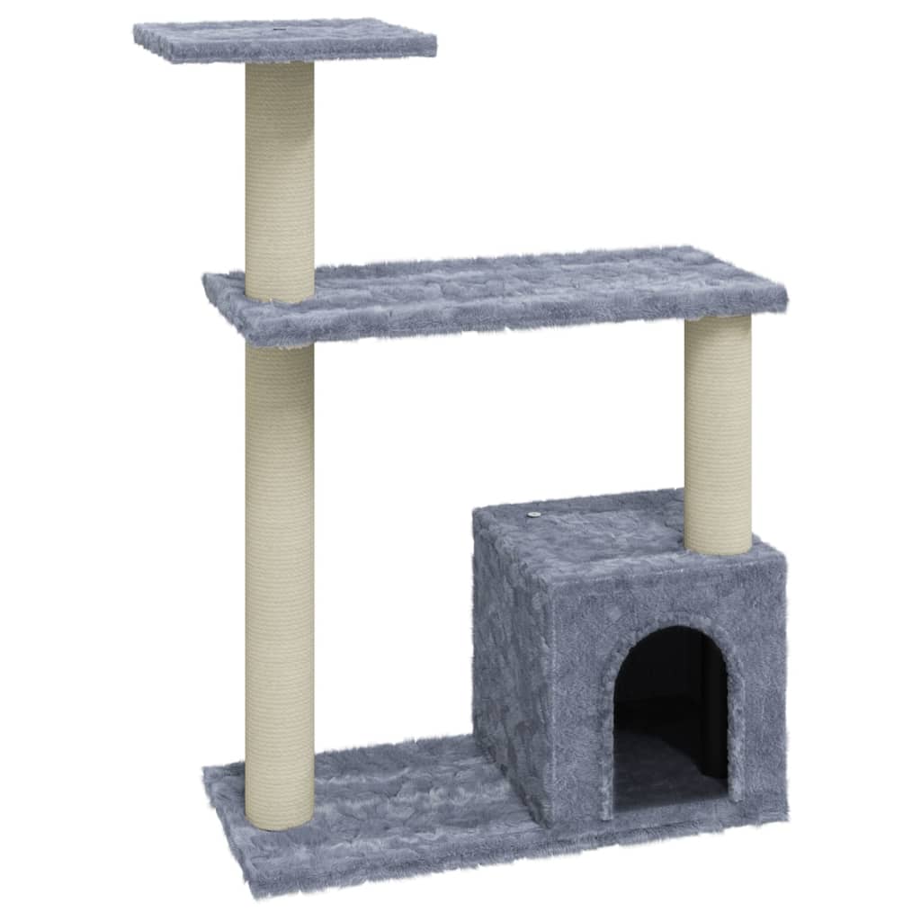 Rascador para gatos con postes de sisal gris claro 70 cm